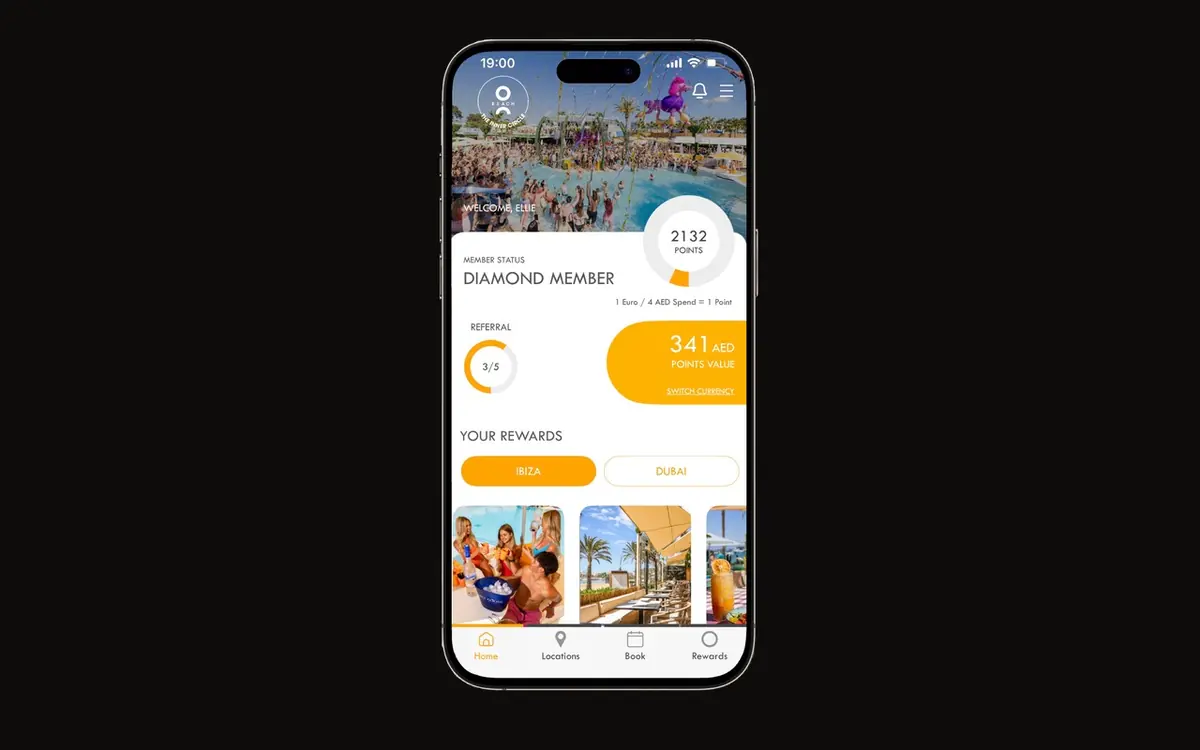 O Beach Inner Circle loyalty app built by TheLoyaltyCo for O Beach Ibiza and Dubai